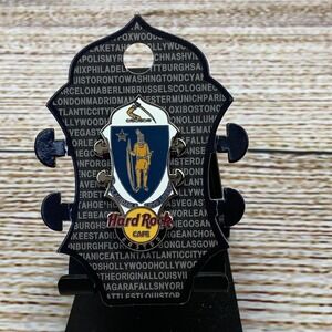 Hard Rock Cafe Boston Massachusetts Guitar Headstock‎ Flag Pin On Card